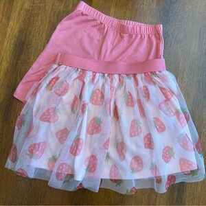 Strawberry Tutu Skirt & Cartwheel Shorts Set | Girls 4T | Pink Play Outfit